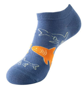 SF326 Pale Blue Shark Low Cut Socks - Iris Fashion Jewelry