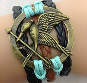 AZ1242 Blue Black Brown Mockingbird Infinity Leather Layer Bracelet