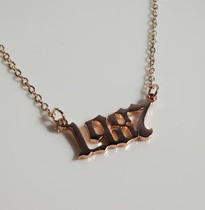 AZ1450 Rose Gold Year 1987 Necklace with FREE EARRINGS