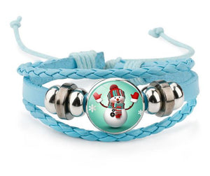Z99 Snowman Light Blue Leather Bracelet