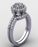 R369 Silver 2 Piece Rhinestone Ring - Iris Fashion Jewelry
