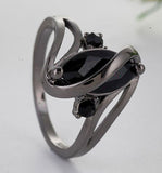 R276 Gun Metal Black Gem Ring - Iris Fashion Jewelry