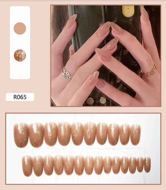 NS550 Medium Length Almond Press On Nails 24 Pieces R065 - Iris Fashion Jewelry