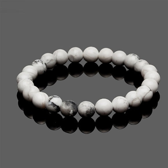 B1156 White Crackle Natural Volcanic Stone Bracelet - Iris Fashion Jewelry