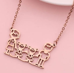 AZ433 Rose Gold 2 Girls Family Necklace with FREE EARRINGS