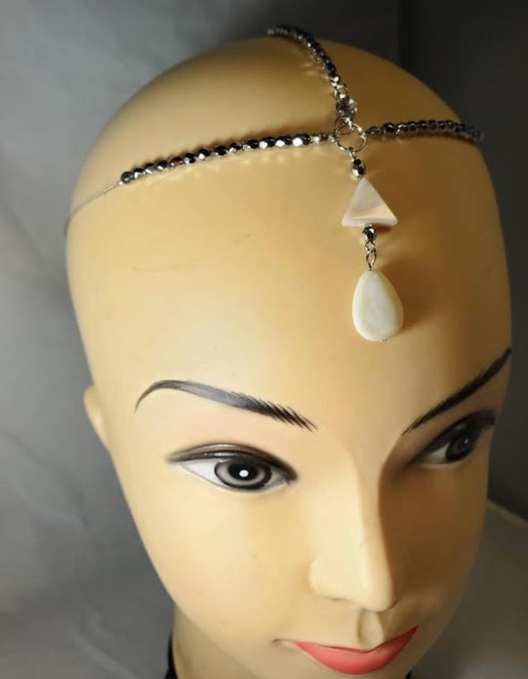 H263 Silver Bead Shimmer Acrylic Triangle Gem Headdress - Iris Fashion Jewelry