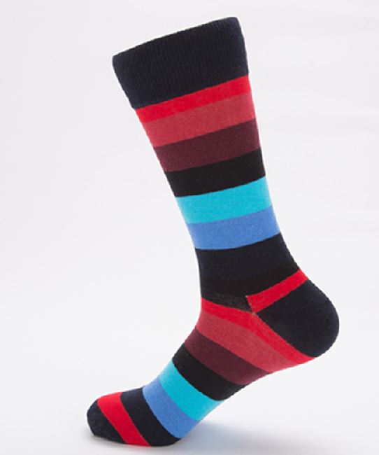 SF426 Black Colorful Stripes Socks - Iris Fashion Jewelry