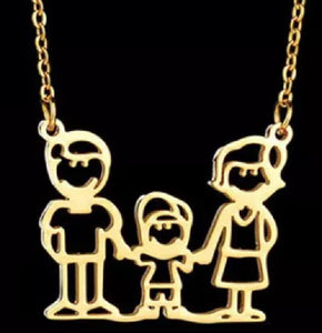 AZ361 Gold 1 Boy Family Necklace with FREE EARRINGS