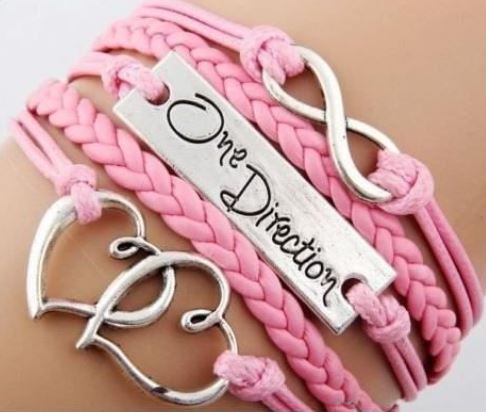 AZ1334 Light Pink One Direction Heart Infinity Layer Leather Bracelet