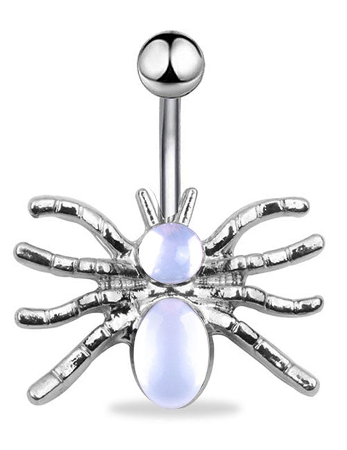 P94 Silver White Spider Belly Button Ring - Iris Fashion Jewelry