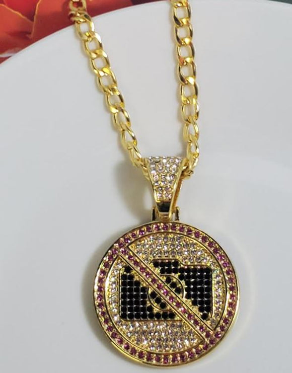 AZ06 Gold Pink Rhinestone No Photos Necklace with Free Earrings - Iris Fashion Jewelry
