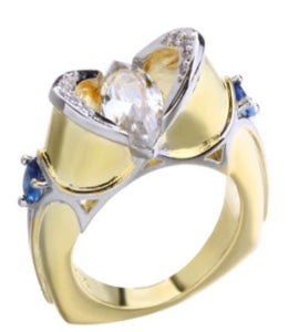 R674 Gold Geometric Gemstone Rhinestone Ring - Iris Fashion Jewelry