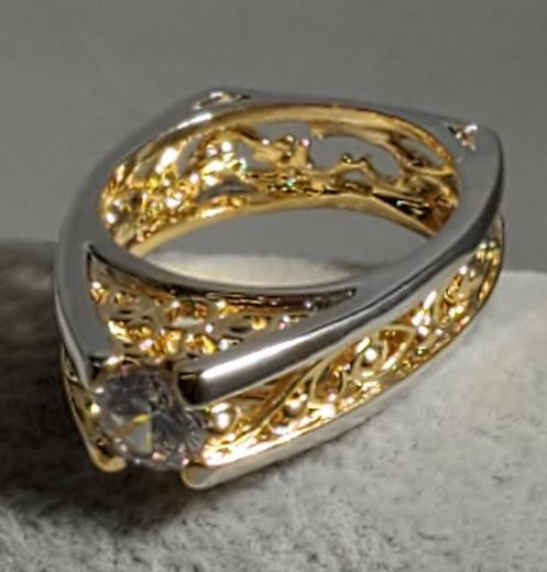 R689 Gold & Silver Geometric Ring - Iris Fashion Jewelry