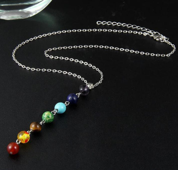 N1059 Silver Multi Color Bead Necklace with FREE Earrings - Iris Fashion Jewelry