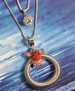 AZ537 Silver Red Mouse Necklace with FREE Earrings