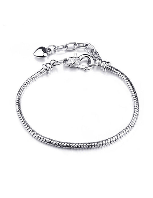 B1172 Silver Chain Heart Charm Bracelet - Iris Fashion Jewelry