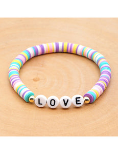 L507 Pastel Multi Color Soft Bead "Love" Bracelet - Iris Fashion Jewelry