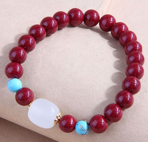 AZ1160 Red Bead Frosted Accent Bracelet