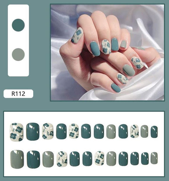 NS552 Short Square Press On Nails 24 Pieces R112 - Iris Fashion Jewelry
