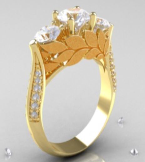 R318 Gold 3 Gemstone Rhinestone Ring - Iris Fashion Jewelry