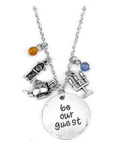 AZ883 Silver Be Our Guest Necklace with FREE EARRINGS