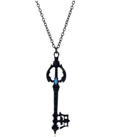 AZ39 Black Blue Skull Key Necklace with FREE EARRINGS - Iris Fashion Jewelry