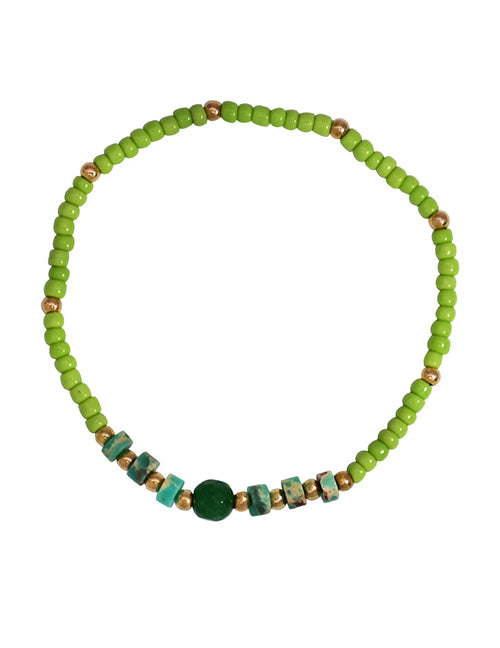 B837 Lime Green Seed Bead Bracelet - Iris Fashion Jewelry