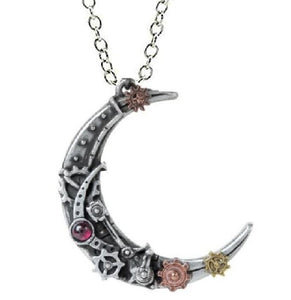 AZ911 Gun Metal Steampunk Moon Necklace with FREE EARRINGS