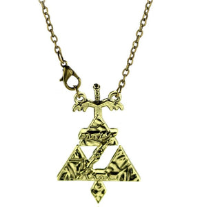 N546 Gold Triangle Z Sword Necklace with FREE EARRINGS