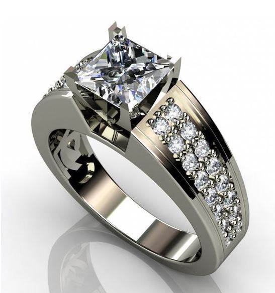 R275 Silver Square Gem Rhinestones Ring - Iris Fashion Jewelry