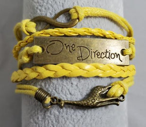 AZ918 Yellow One Direction Giraffe Infinity Layer Leather Bracelet