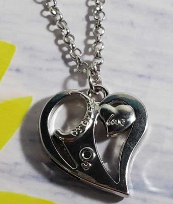 AZ448 Silver Heart Forever Necklace with FREE EARRINGS