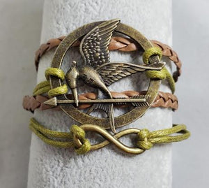 AZ1496 Brown Mockingbird Infinity Layer Leather Bracelet