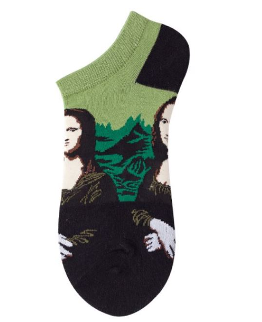 SF434 Black Green Mona Lisa Low Cut Socks - Iris Fashion Jewelry