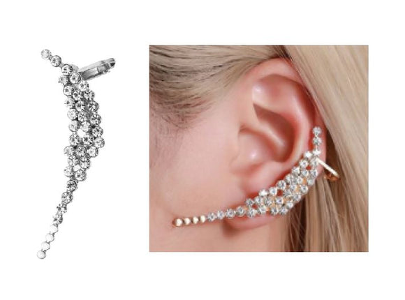 E442 Silver Rhinestone Ear SINGLE Cuff - Iris Fashion Jewelry