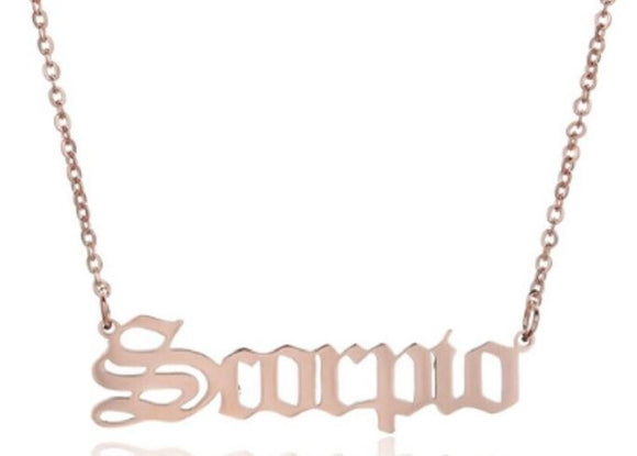 AZ862 Rose Gold Scorpio Zodiac Necklace with FREE EARRINGS