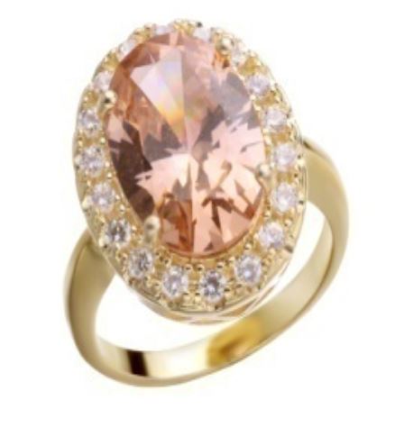 R699 Gold Champagne Gemstone Rhinestone Ring - Iris Fashion Jewelry