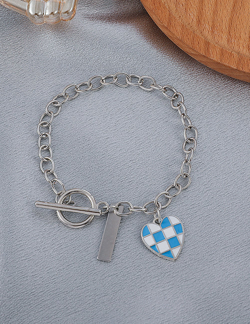 B282 Silver Blue & White Heart Bracelet - Iris Fashion Jewelry