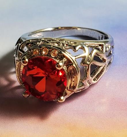 R77 Silver Red Gemstone Ring - Iris Fashion Jewelry