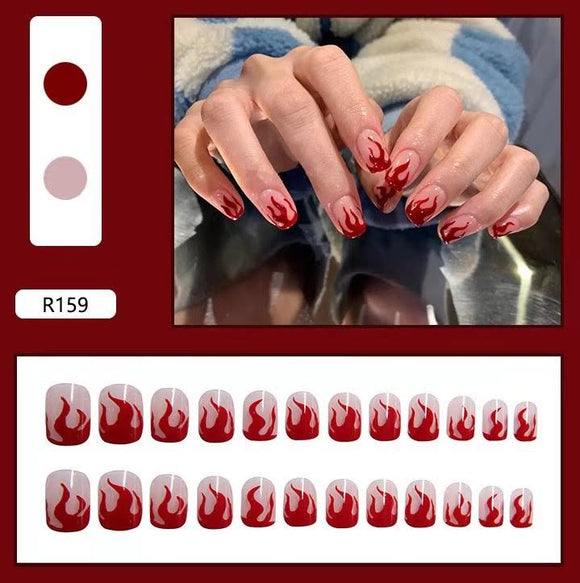 NS291 Short Square Press On Nails 24 Pieces R159 - Iris Fashion Jewelry
