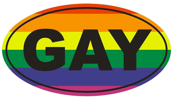 ST-D649 Gay Rainbow Oval Bumper Sticker