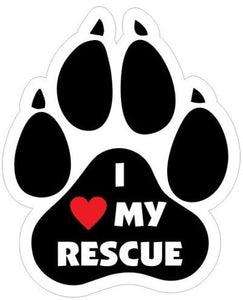 ST-R7140 I Love My Rescue 4" Sticker Black Paw