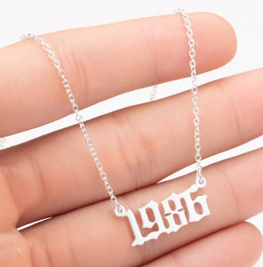 AZ1231 Silver Year 1986 Necklace with FREE EARRINGS