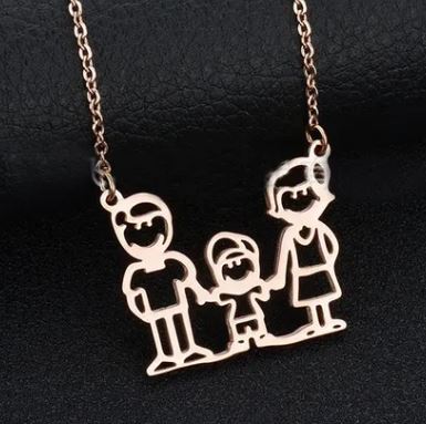 AZ440 Rose Gold 1 Boy Family Necklace with FREE EARRINGS