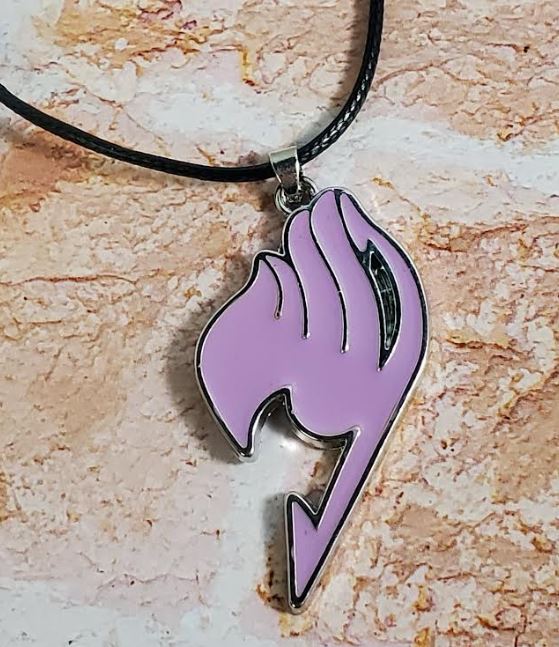 AZ89 Lilac Anime Phoenix on Leather Cord Necklace with FREE EARRINGS - Iris Fashion Jewelry