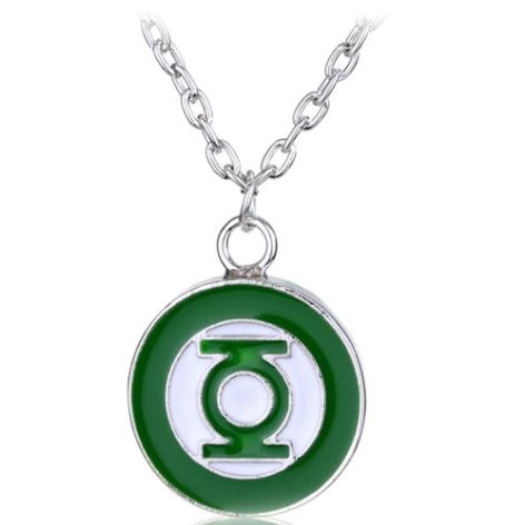 AZ1037 Silver Green Lantern Necklace