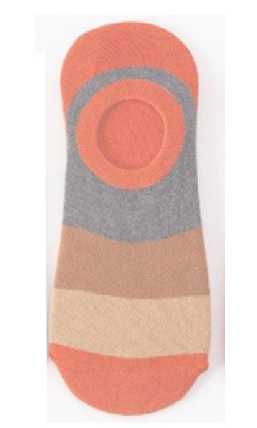 SF344 Orange Brown Gray Stripe Low Cut Socks - Iris Fashion Jewelry