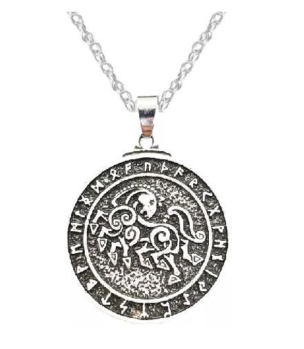 AZ602 Silver Viking Horse Necklace with FREE Earrings