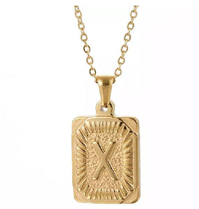 AZ540 Gold Letter X Necklace with FREE EARRINGS