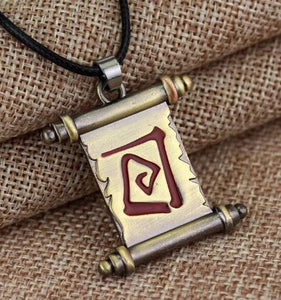 AZ633 Gold Scroll Pendant on Leather Cord Necklace with FREE EARRINGS